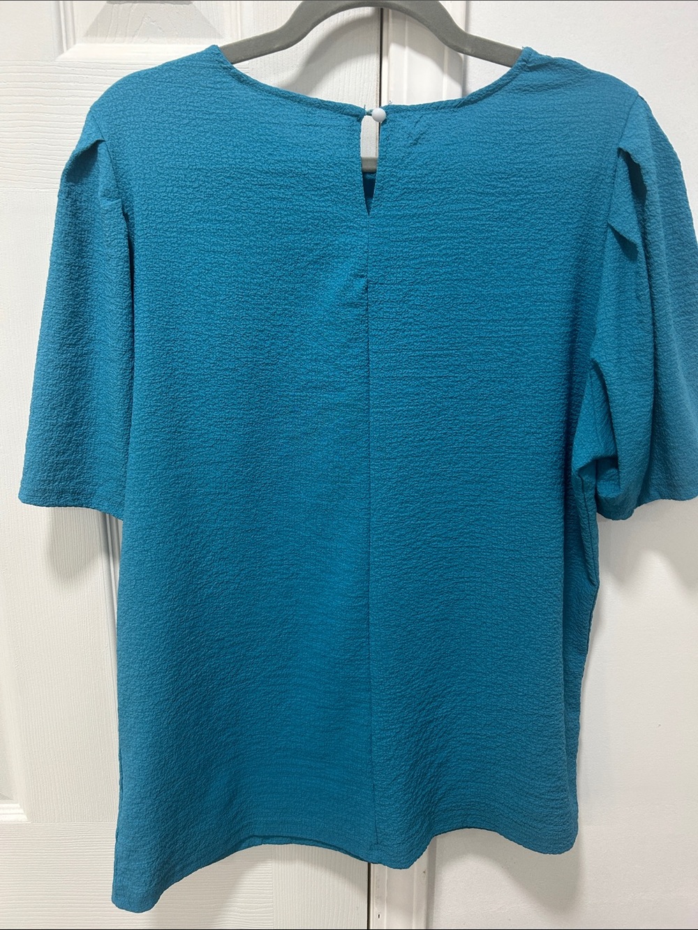 Women’s Teal Short-Sleeve Textured Top - Picture 3 of 5